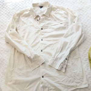 Mens The North Face Nylon Long Sleeved Button Shirt XL White